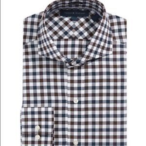 Tommy Hilfiger Cutaway Check No-Iron Dress Shirt-BROWN MULTI-15.5-34/35
